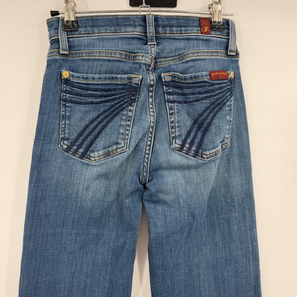 7 For All Mankind Dojo Jeans Womens 23 Blue Bootcut Medium Wash Distressed